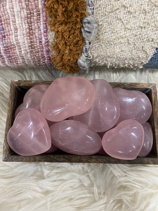 Rose Quartz Heart Palmstone - Cozy Coven