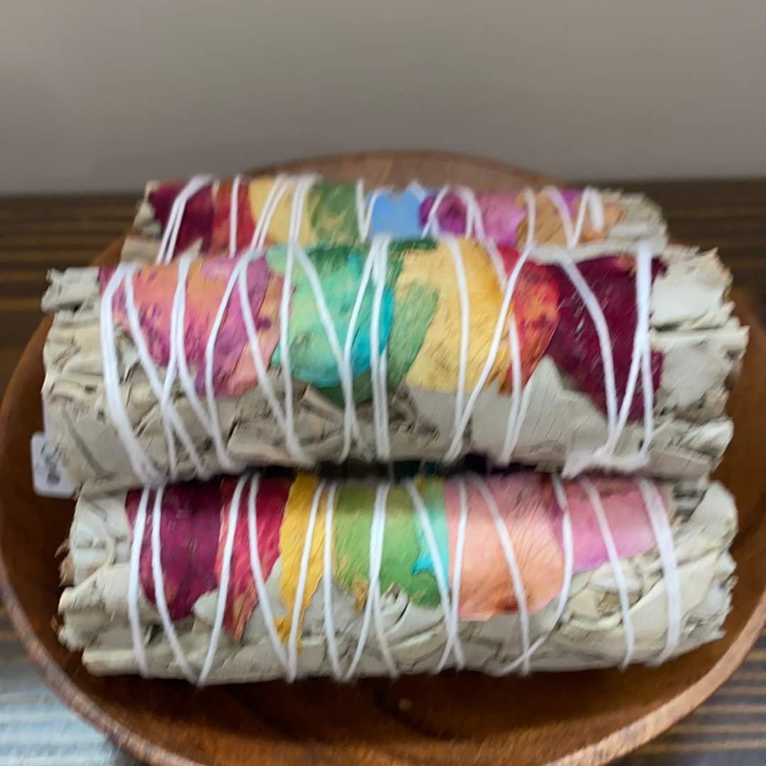 Rainbow Rose White Sage Bundle - The Healing Collective NY