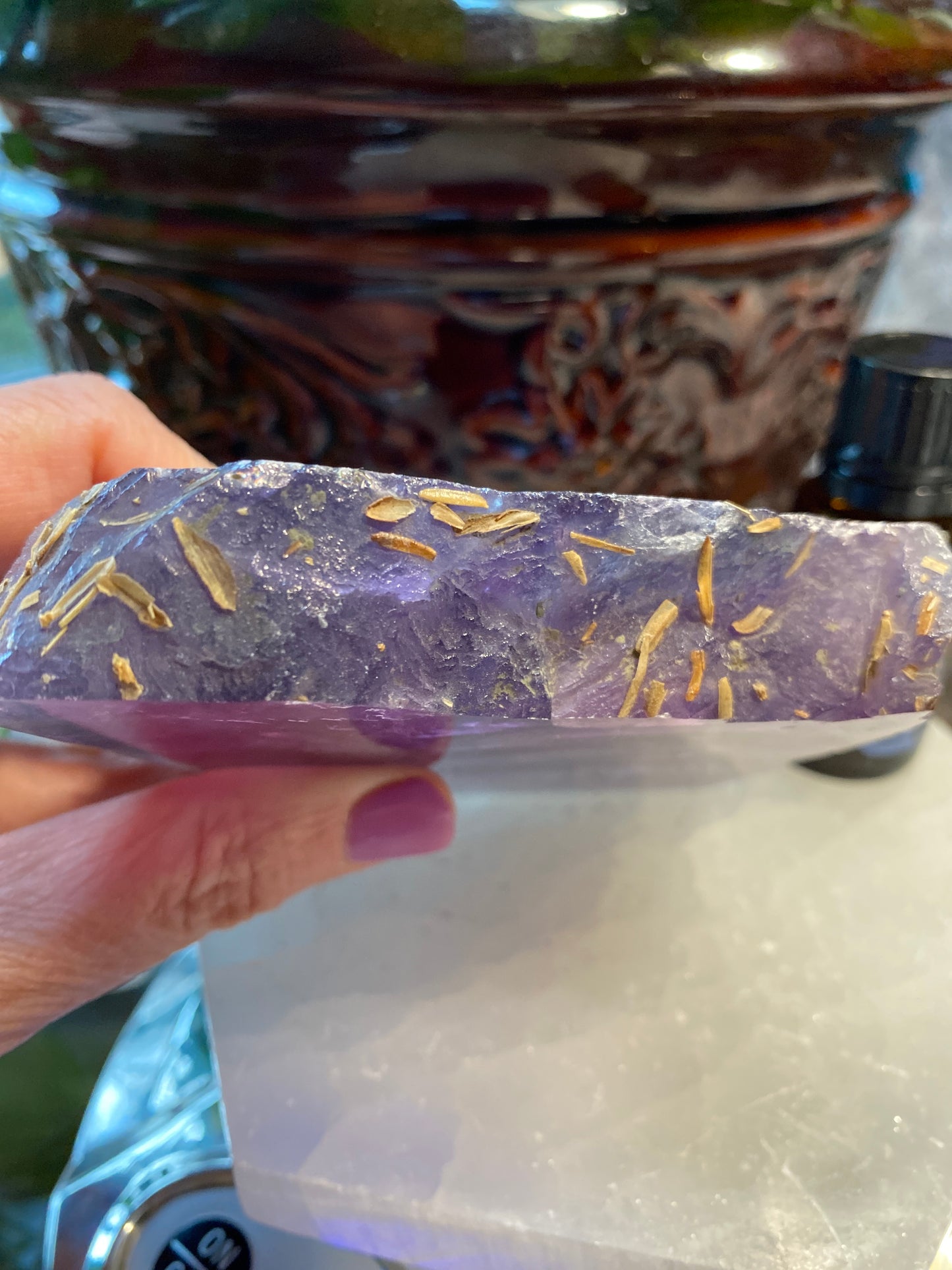 Rainbow Fluorite Polished Slab w/ Raw Edge - The Healing Collective NY