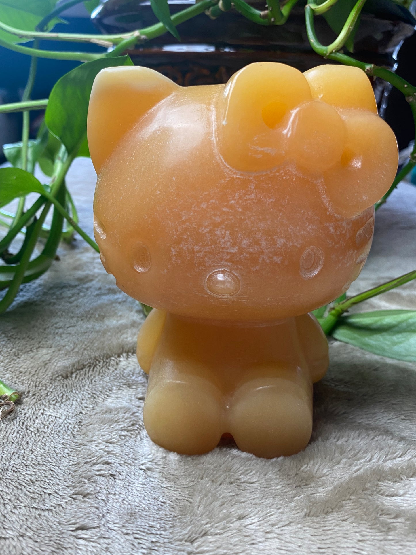 Orange Calcite Extra Large Hello Kitty Carving