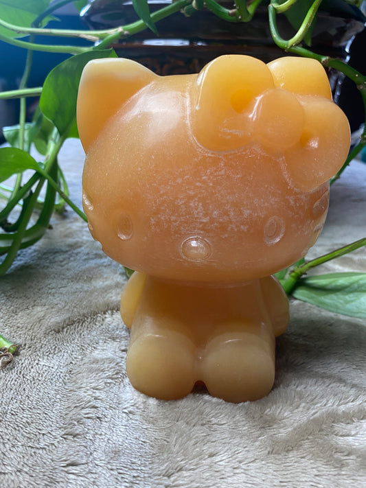 Orange Calcite Extra Large Hello Kitty Carving