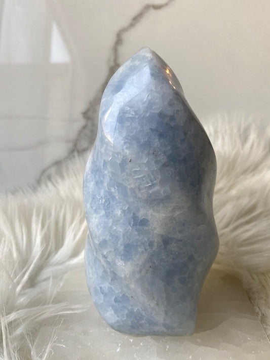 Blue Calcite Flame Tower- Large 2.4 Pounds (B)