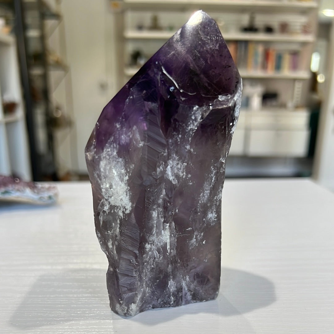 Phantom Amethyst Root Point / Rough Sides Polished Top/ Generator B640 - The Healing Collective NY