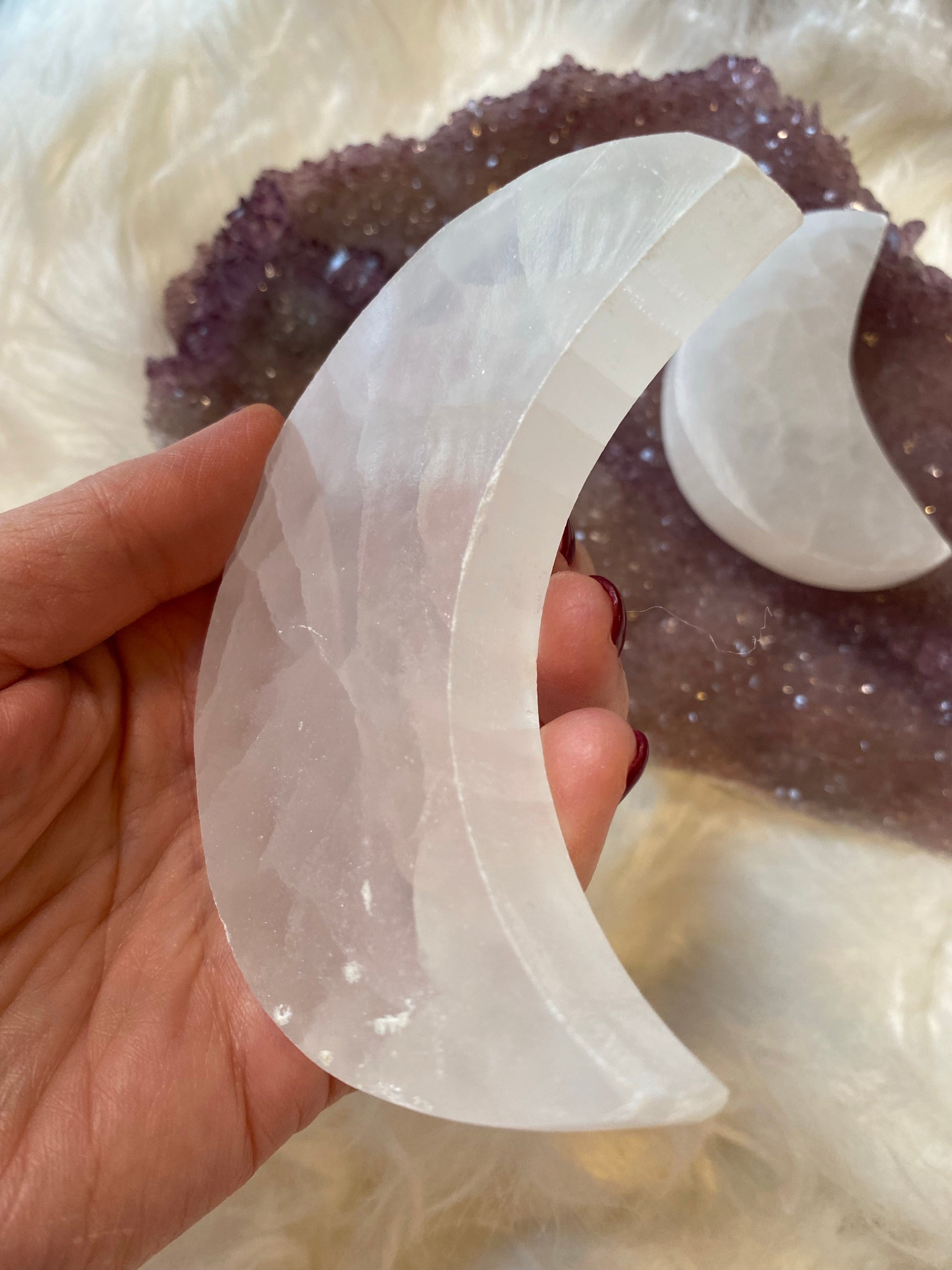 Selenite Moon Carvings - The Healing Collective NY