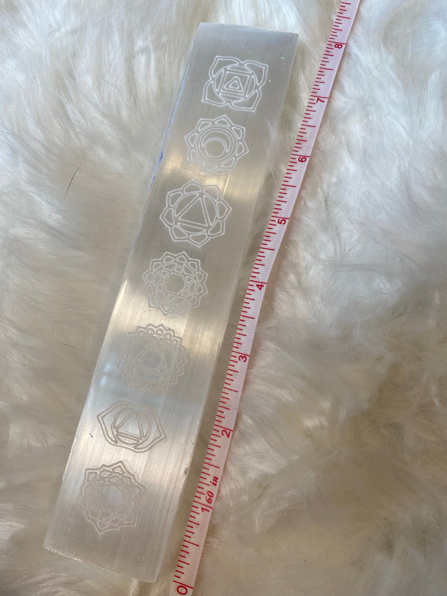 Engraved Selenite Chakra Bar - The Healing Collective NY