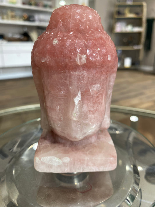 Strawberry Quartz Buddha Head Carving - The Healing Collective NY