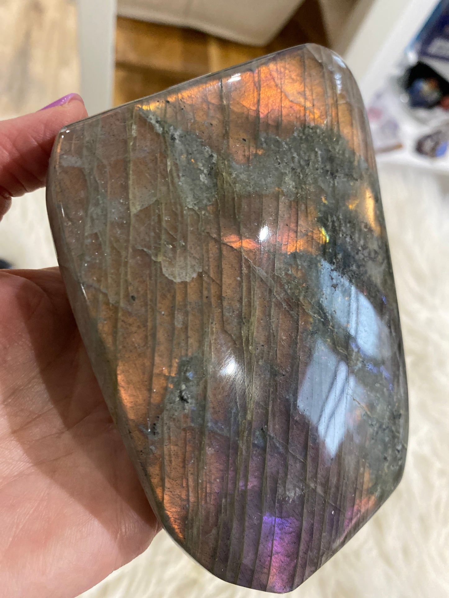 Rare Orange and Pink Flash Labradorite Free Form - The Healing Collective NY