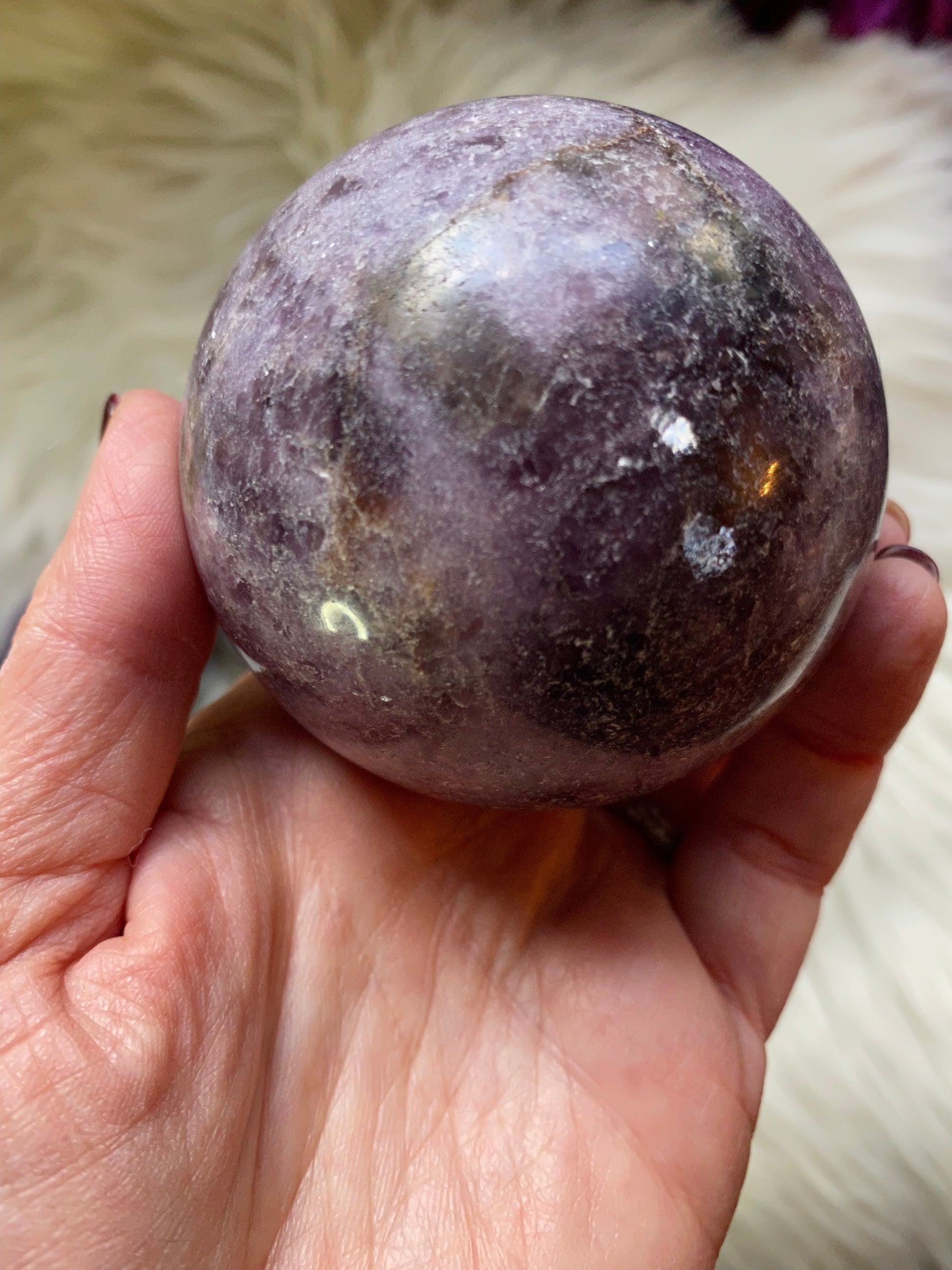 Lepidolite Sphere Polished - Cozy Coven