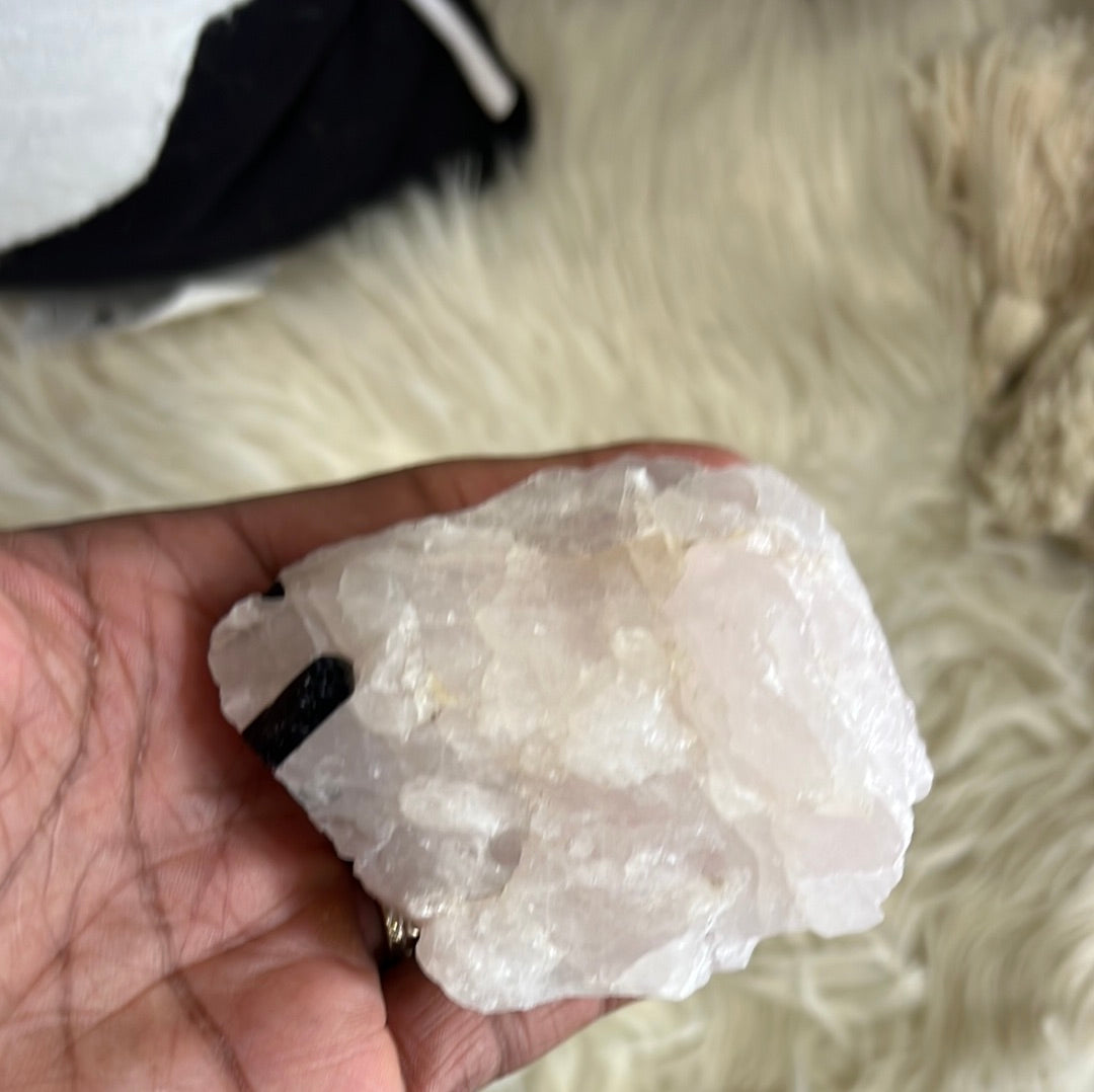 Rose Quartz / Black Tourmaline in Quartz Matrix