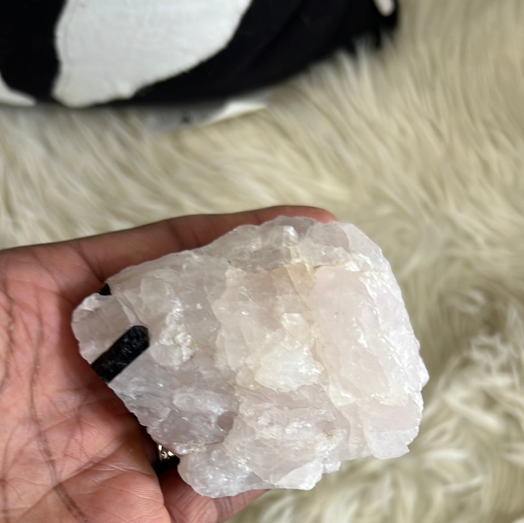 Rose Quartz / Black Tourmaline in Quartz Matrix