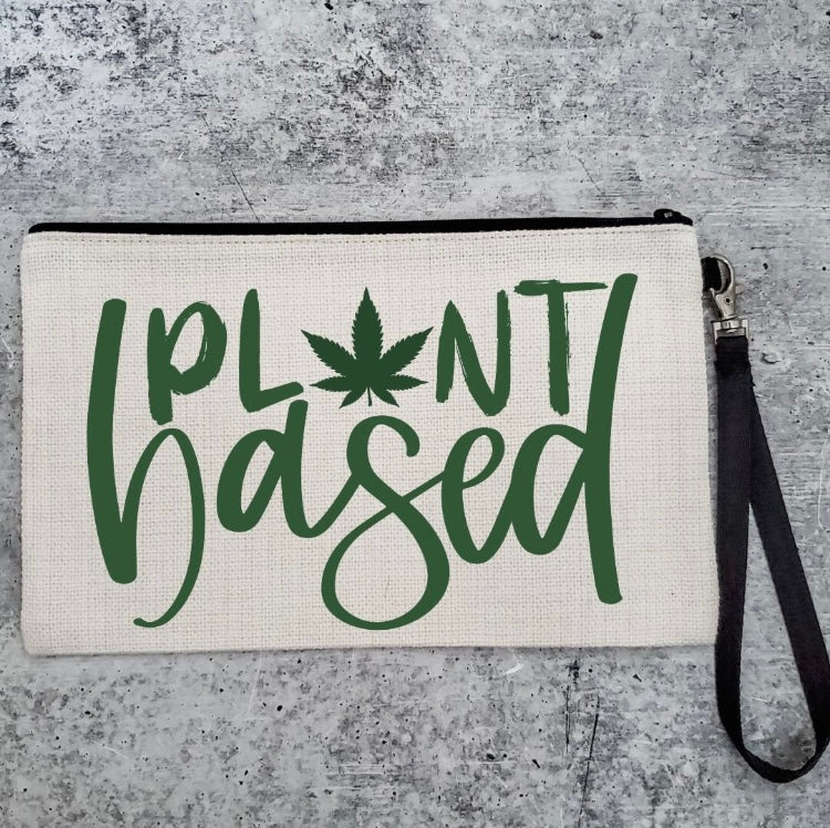 Plant Based 420 Wristlet Bag - Funny Weed Storage Pouch for Vegan - Tote Bag Organization - 420 friendly Birthday Gift for her