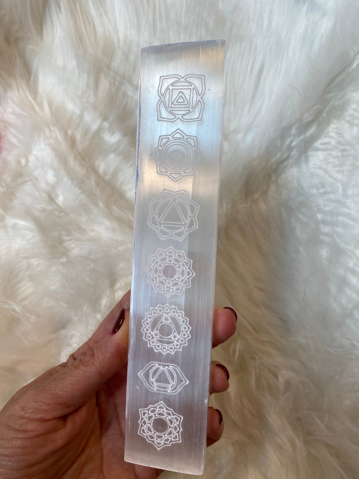 Engraved Selenite Chakra Bar - The Healing Collective NY