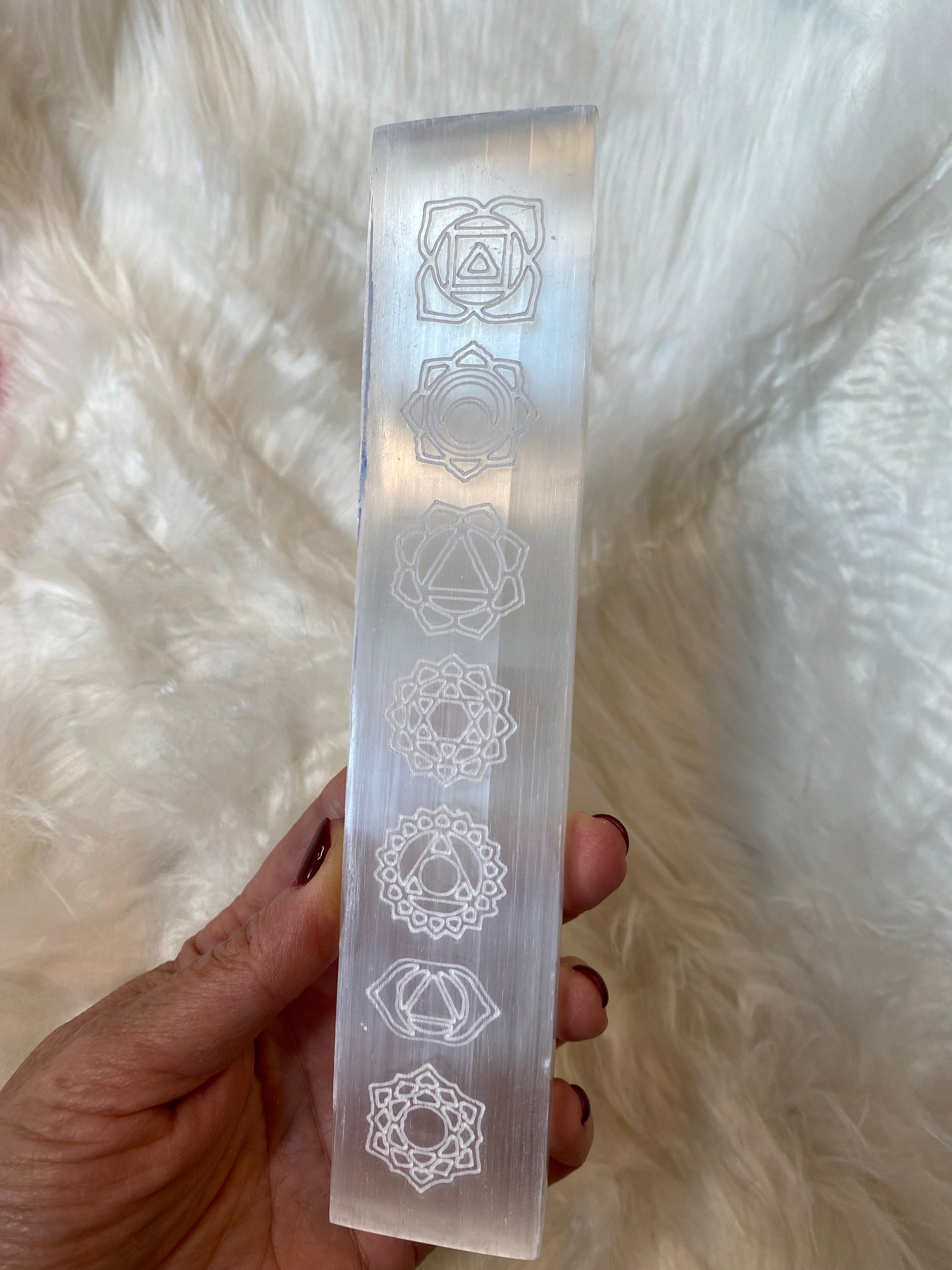 Engraved Selenite Chakra Bar - The Healing Collective NY