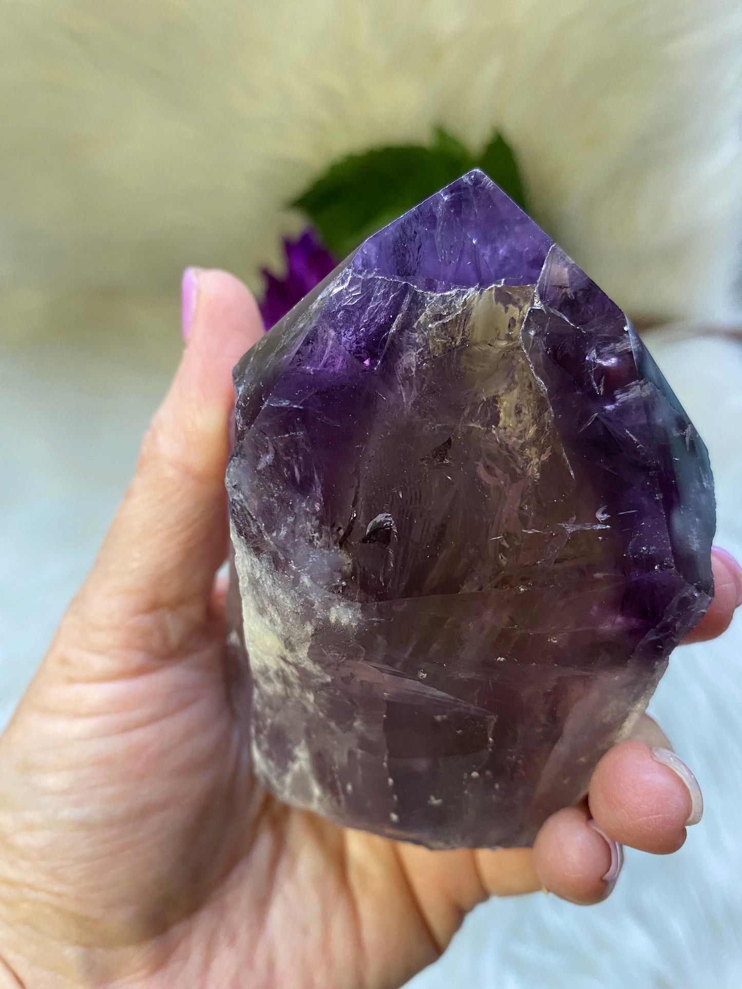 Phantom Amethyst Root Point / Rough Sides Polished Top/ Generator D368 - The Healing Collective NY
