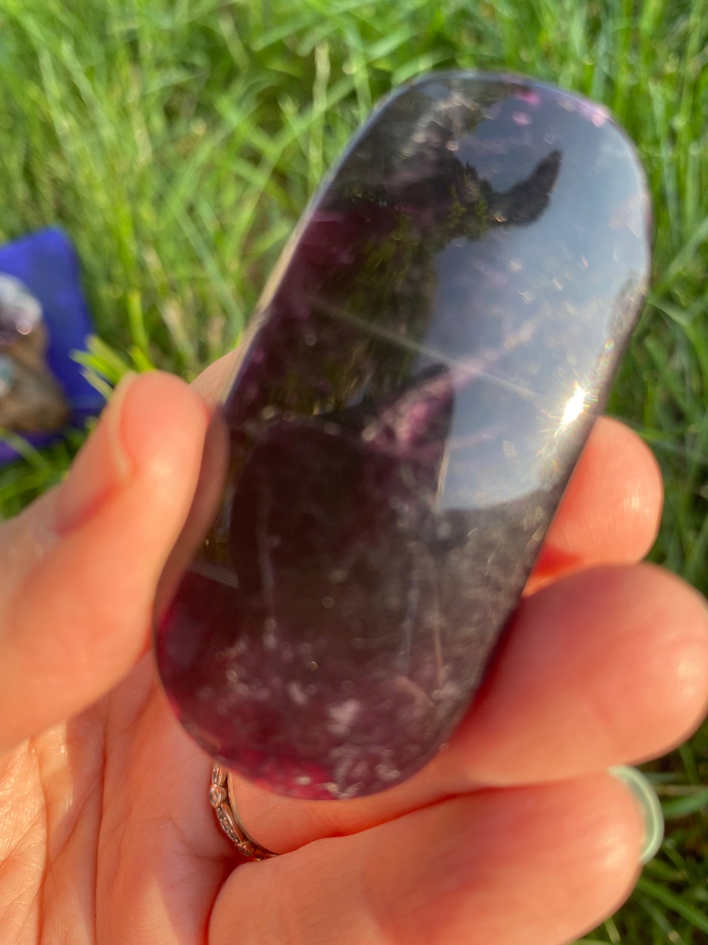 Rainbow Fluorite Palm Stone