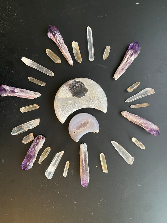 Druzy Agate Crescent Moons - The Healing Collective NY