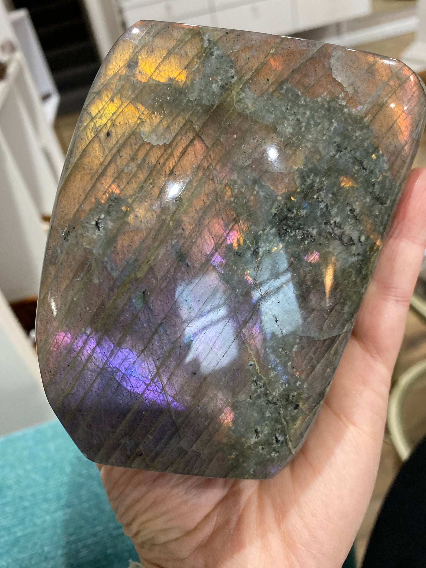 Rare Orange and Pink Flash Labradorite Free Form - The Healing Collective NY
