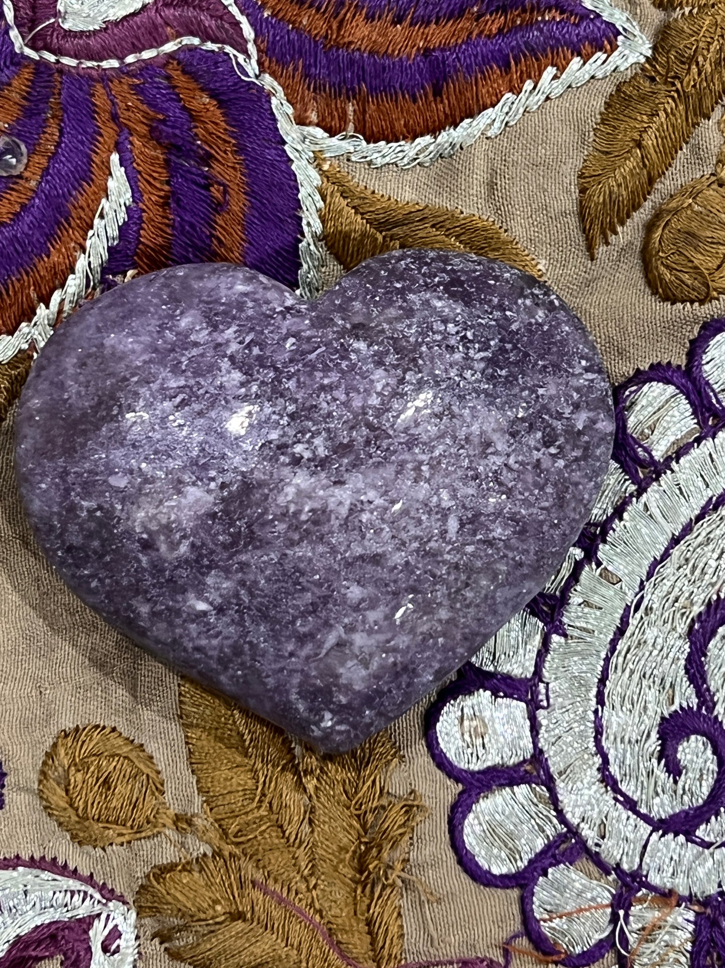Lepidolite heart palm stone - The Healing Collective NY