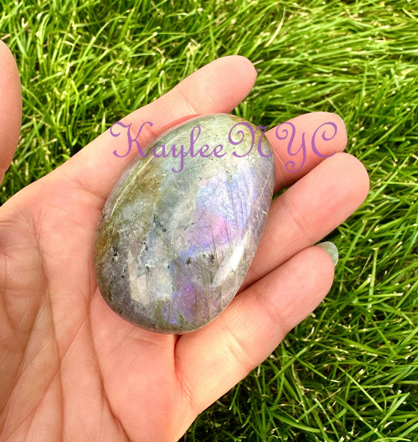 2 Lbs Natural Sunset Labradorite Palm Stone Crystal - Cozy Coven