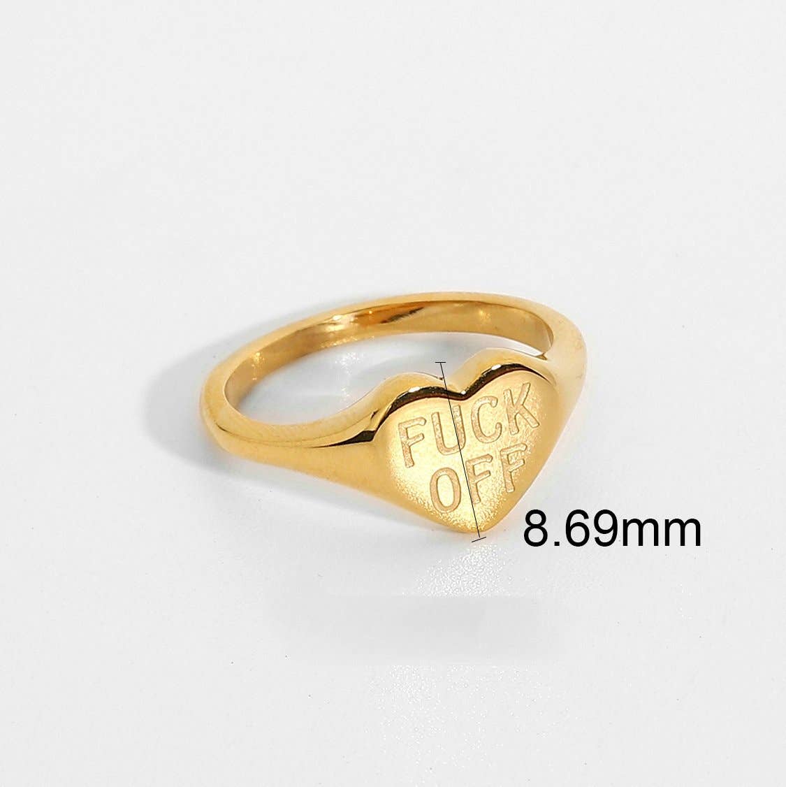 "Fuck Off" Heart-shaped 18K Gold Plated Steel Ring