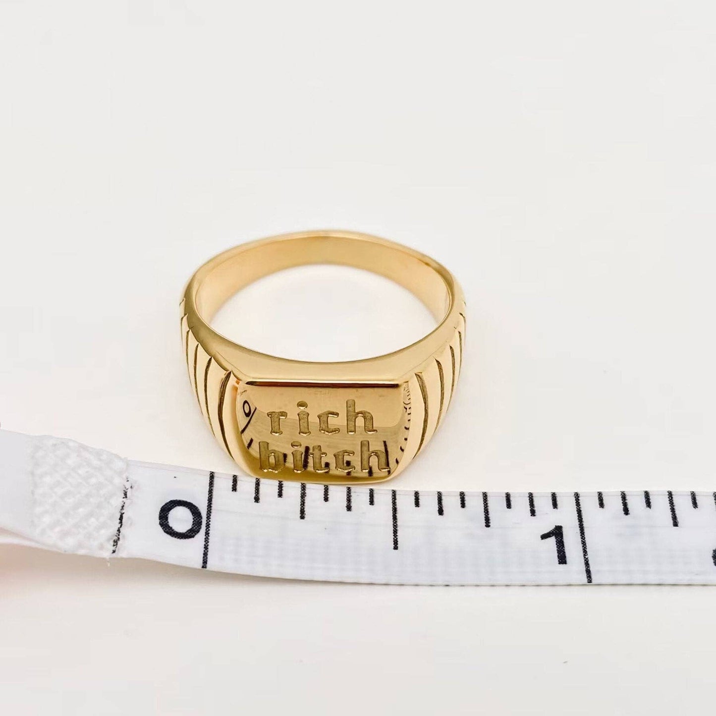 "Rich bitch" 18K Gold Plated Stainless Steel Ring - FGS - Cozy Coven