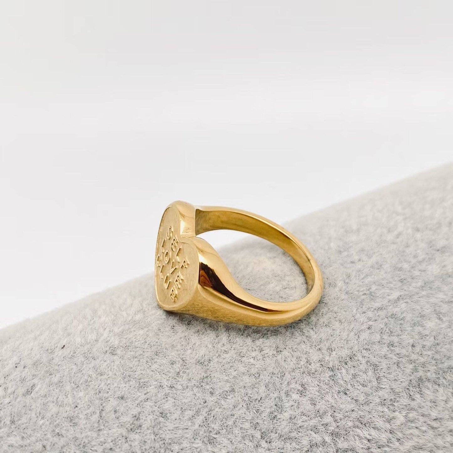 "SELF LOVE CLUB" Heart Shaped 18K Gold Plated Rings