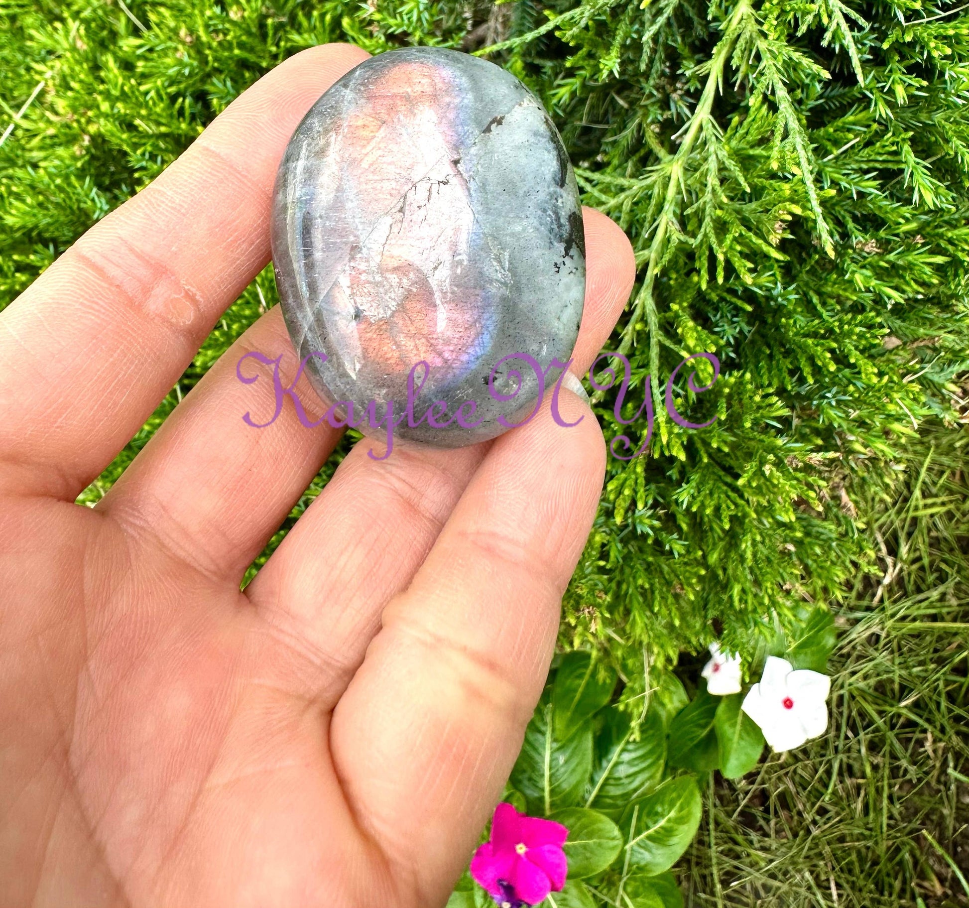 2 Lbs Natural Sunset Labradorite Palm Stone Crystal - Cozy Coven