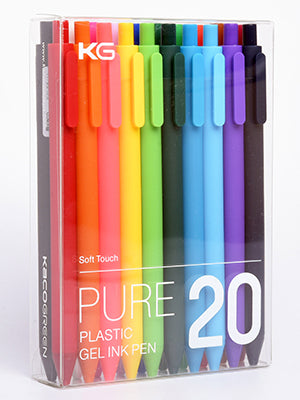 PURE Colored Gel Pens 0.5mm 20 Pieces Set Colorful Multi-color Ink Fine Point Comfort Grip Quick Drying Pens for Journaling Note Taking