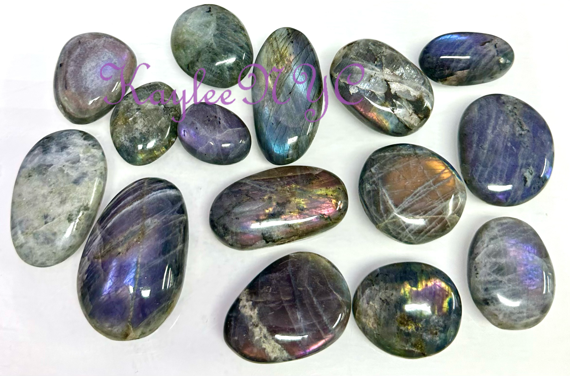 2 Lbs Natural Sunset Labradorite Palm Stone Crystal - Cozy Coven