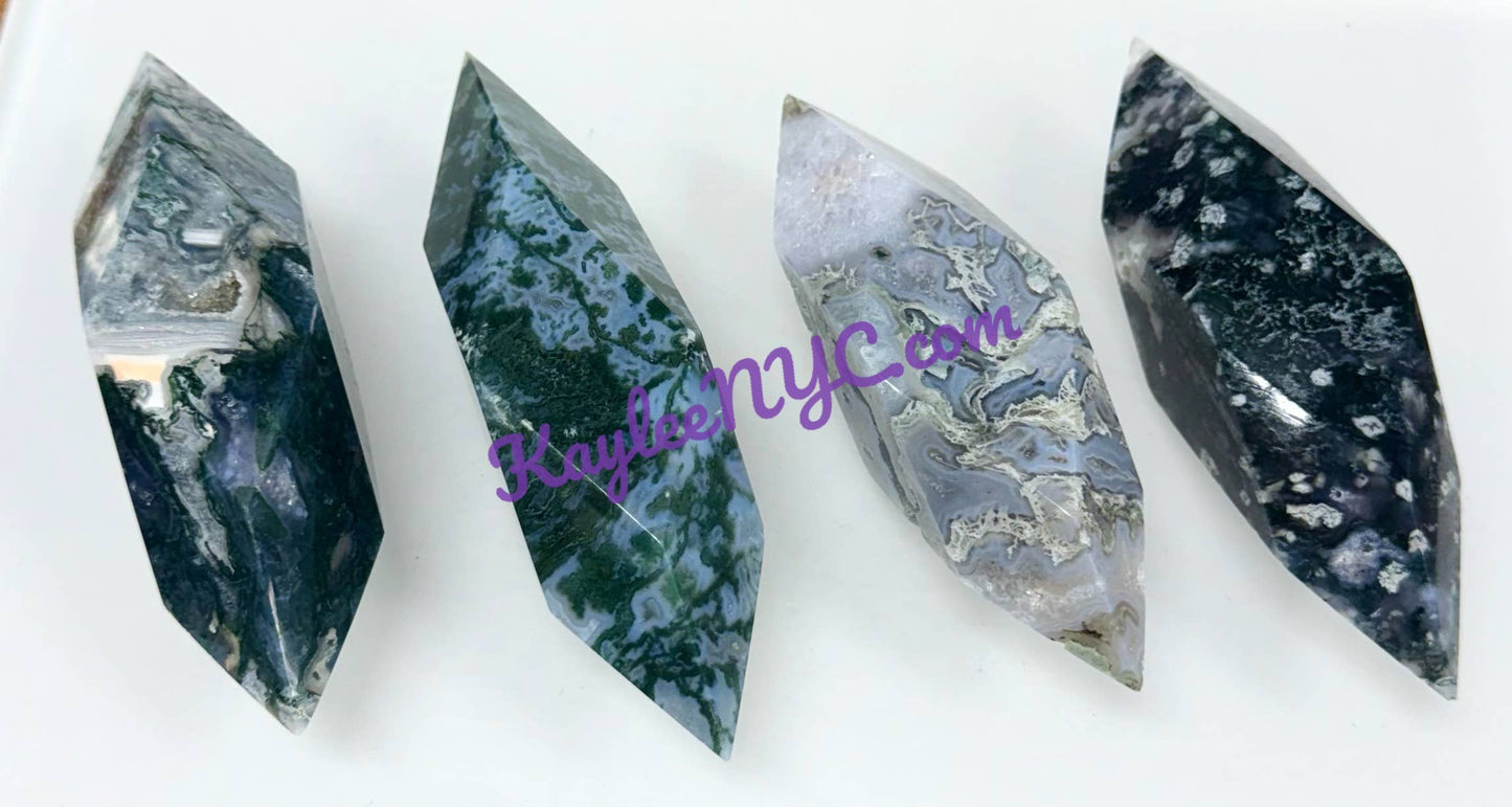 Natural Moss Agate Prism Crystals