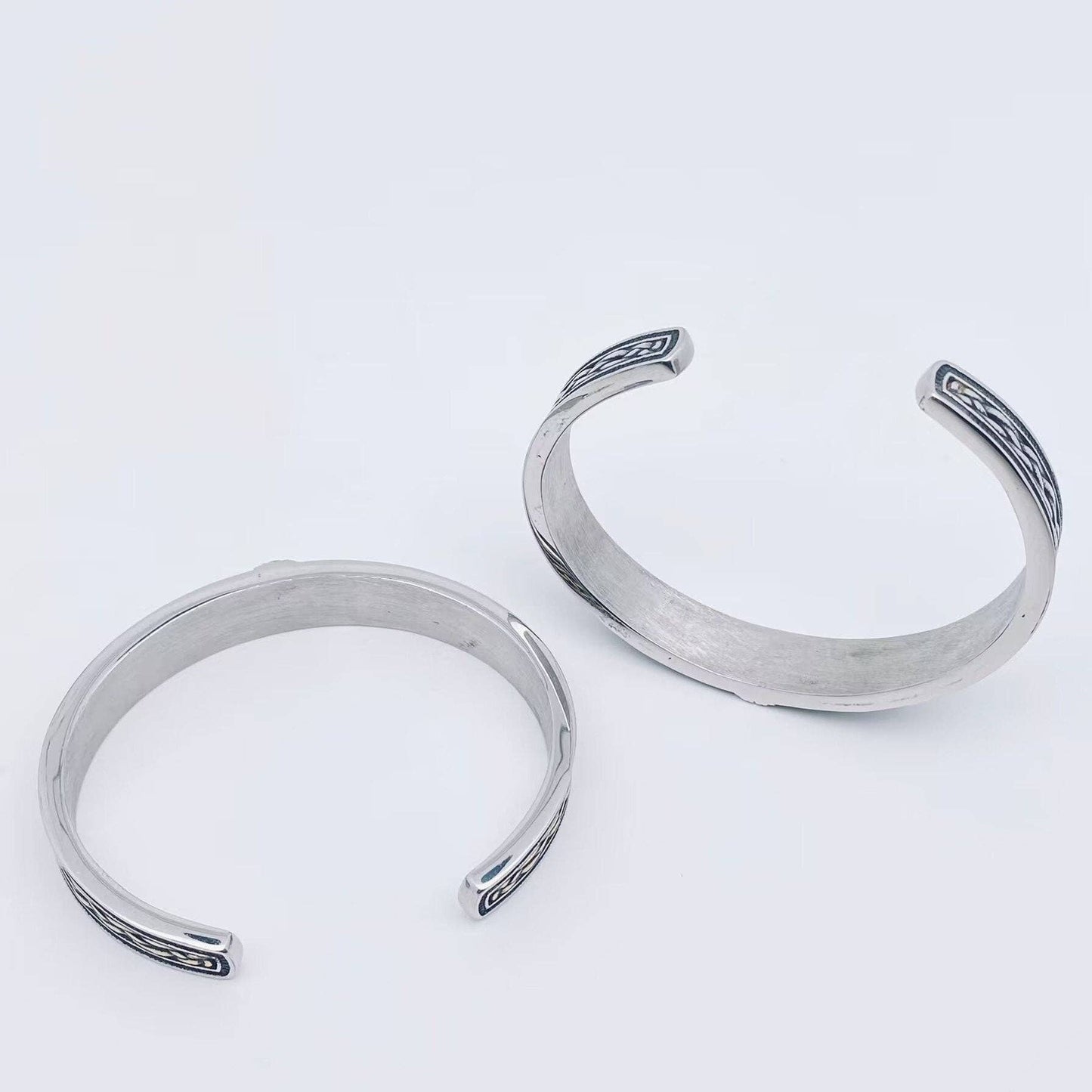 Stainless Steel Viking Rune Thor Hammer Cuff Bangle - MJ/BC