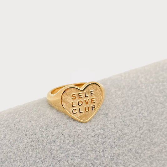 "SELF LOVE CLUB" Heart Shaped 18K Gold Plated Rings - Cozy Coven