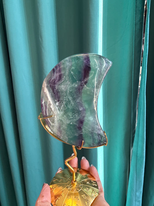 Fluorite Moon on Stand