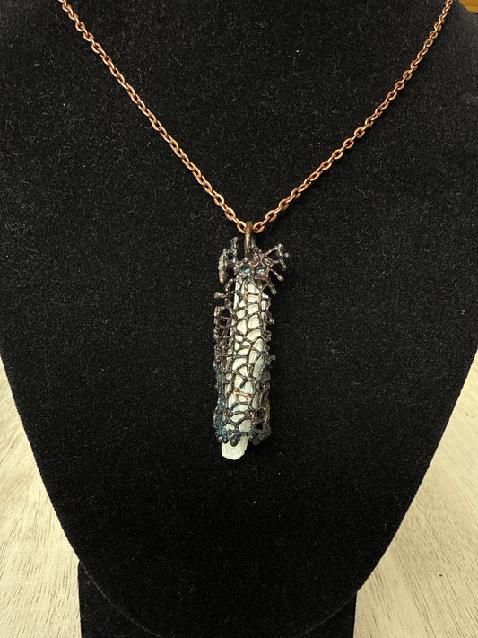 Selenite + Leaf Copper Electroplated Necklace| Handmade by Sacred Alchemy in Vermont