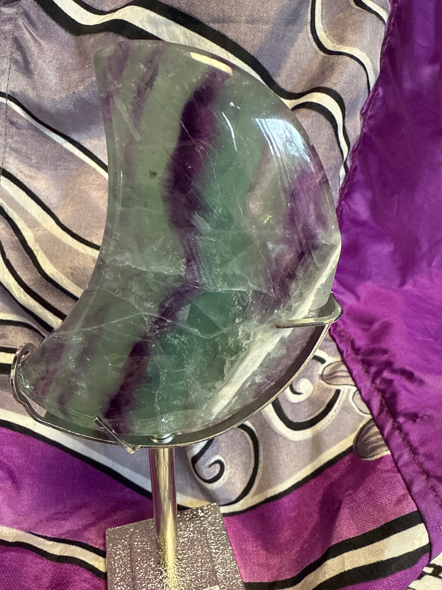 Fluorite Moon on Stand - Cozy Coven