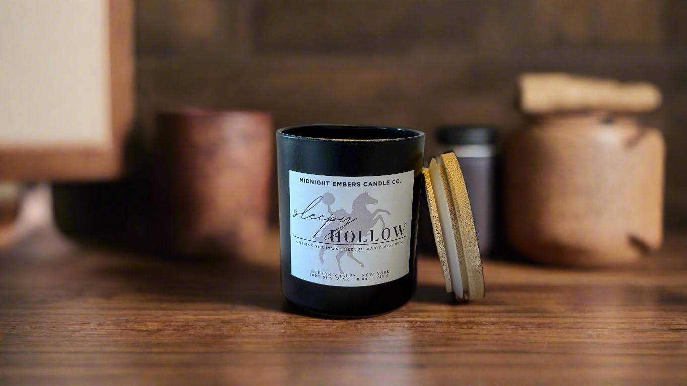 Sleepy Hollow | 10 oz. Matte Black Glass Hand Poured Candle