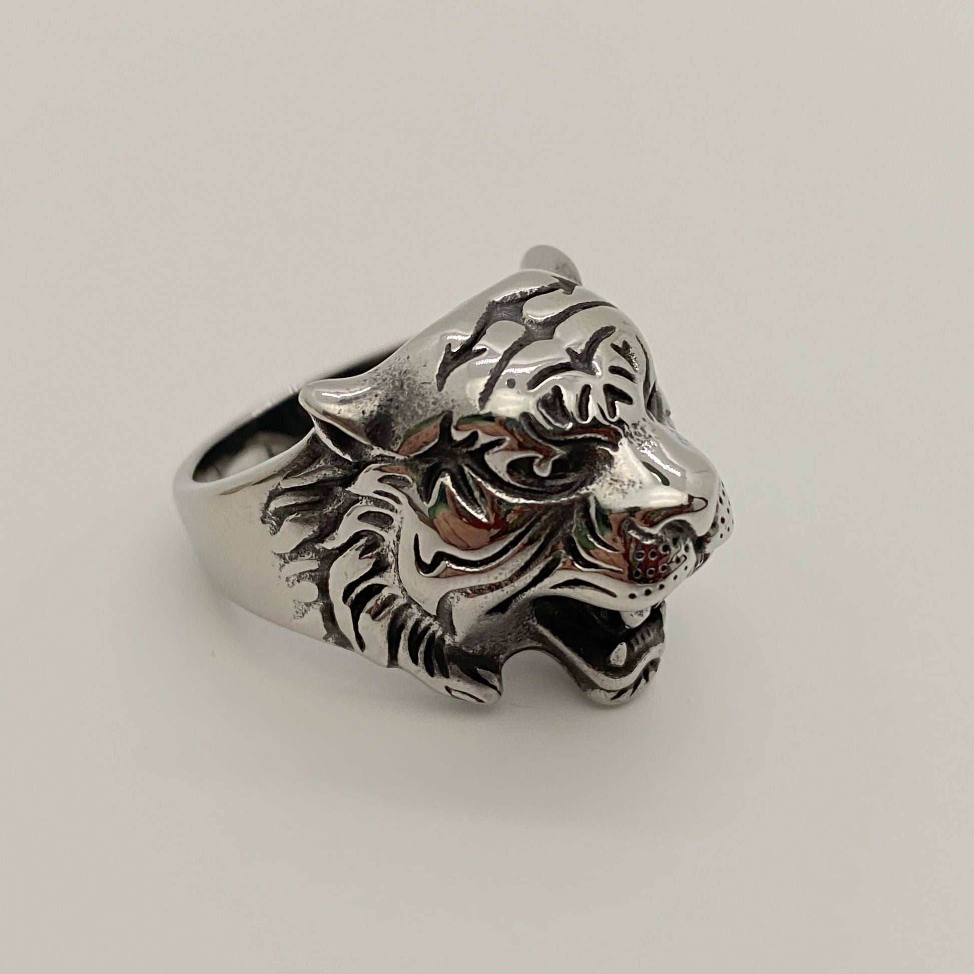 Stainless Steel  Personality Tiger Head Ring - MJ/MR - Cozy Coven