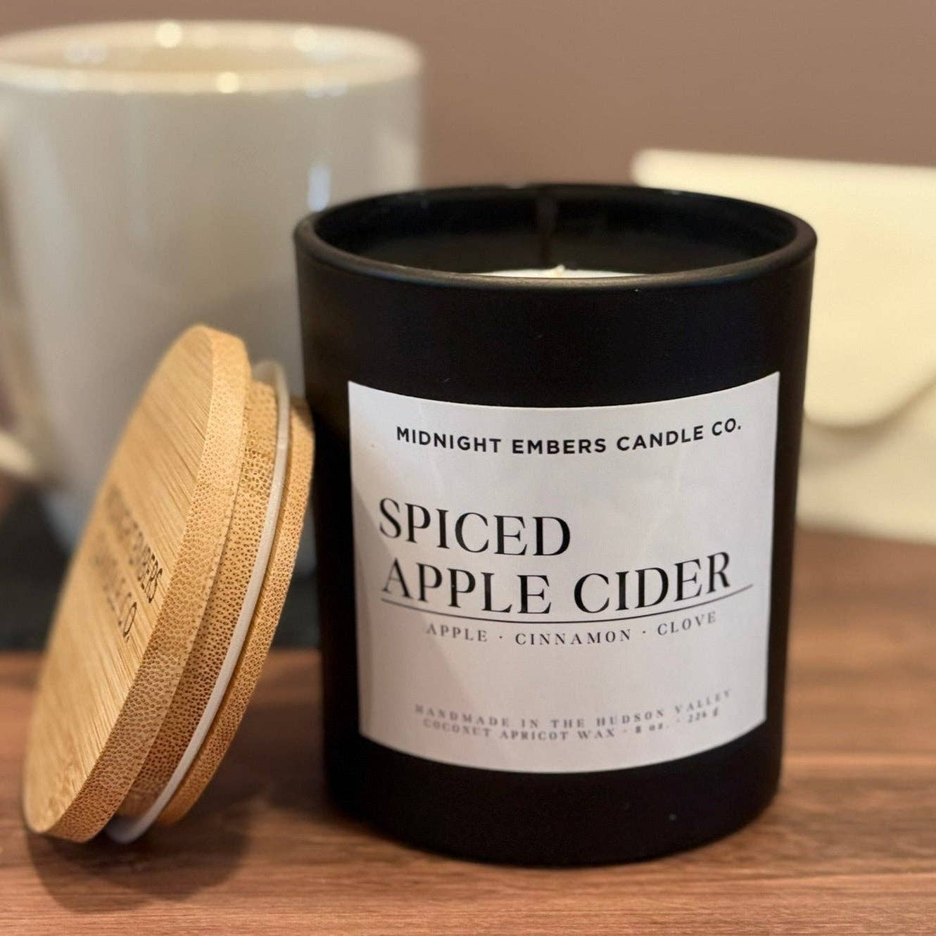 Spiced Apple Cider 8 oz. Candle | Hand Poured Bamboo Lid