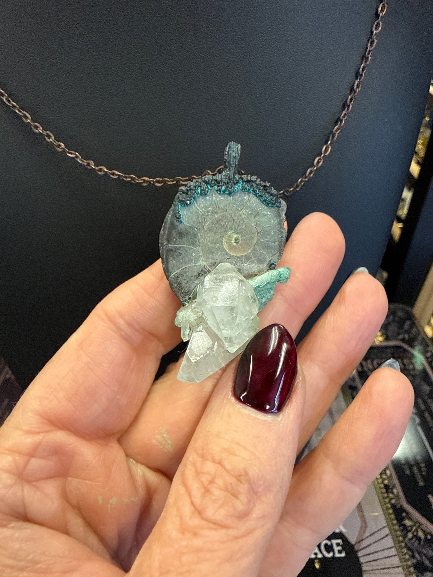 Ammonite Fossil + Quartz Copper Electroplated | Handmade by Sacred Alchemy in Vermont