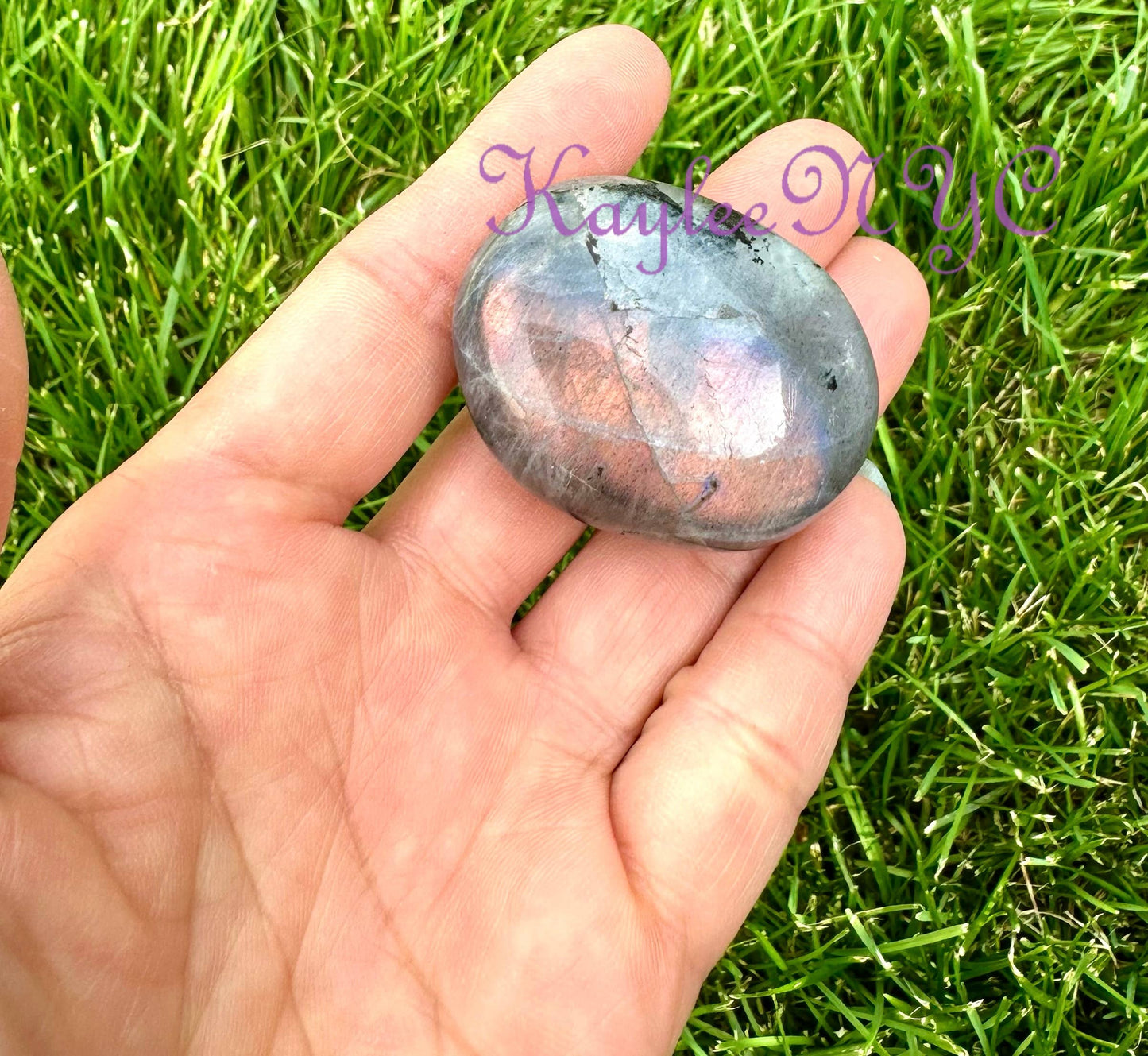 2 Lbs Natural Sunset Labradorite Palm Stone Crystal - Cozy Coven
