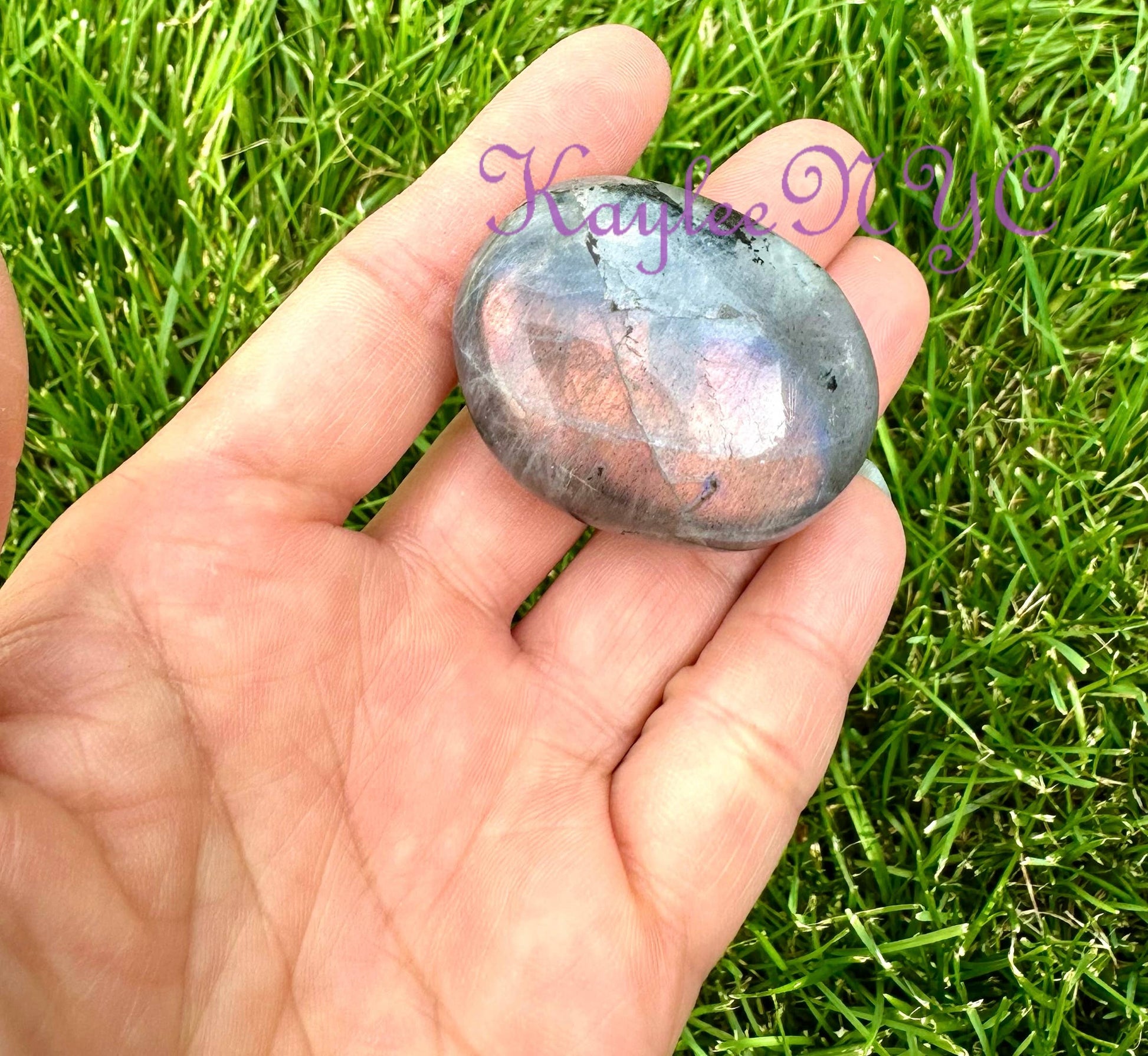 2 Lbs Natural Sunset Labradorite Palm Stone Crystal - Cozy Coven