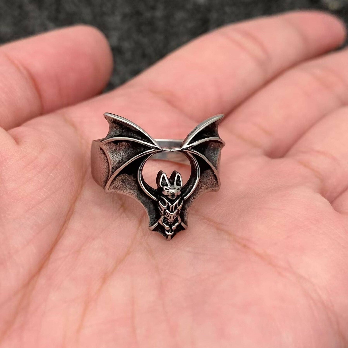 Bat Ring Stainless Steel - Cozy Coven