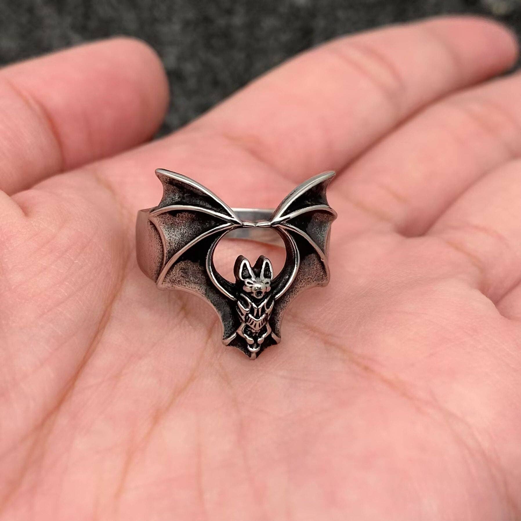 Bat Ring Stainless Steel - Cozy Coven