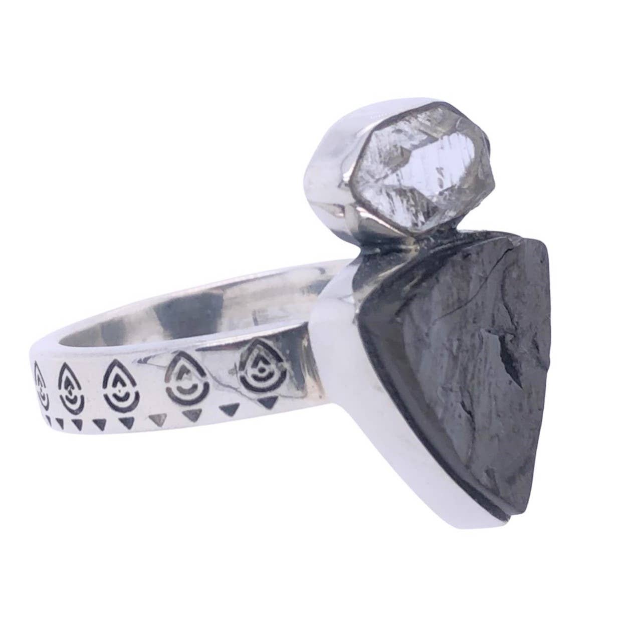 Shungite Herkimer Diamond Sensation Ring - Cozy Coven