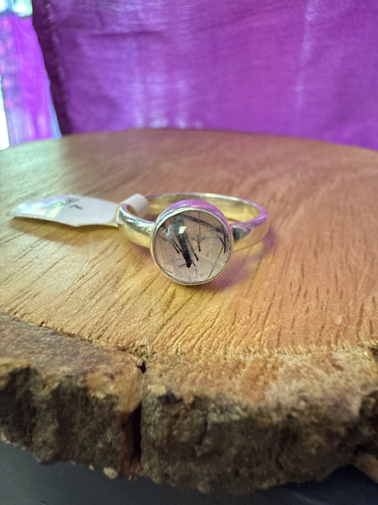 Tourmalinated Quartz Ring | 925 Silver