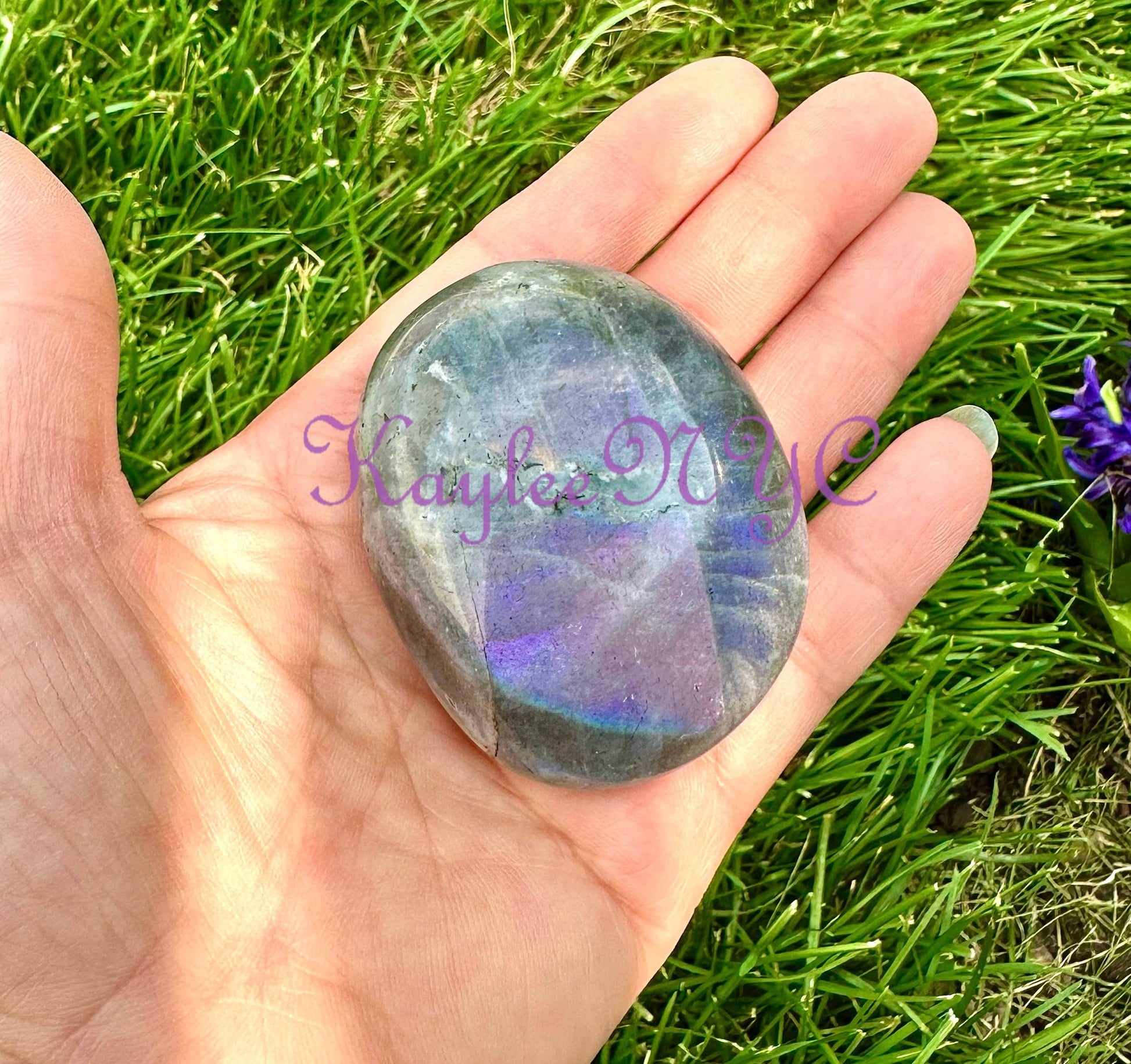 2 Lbs Natural Sunset Labradorite Palm Stone Crystal - Cozy Coven
