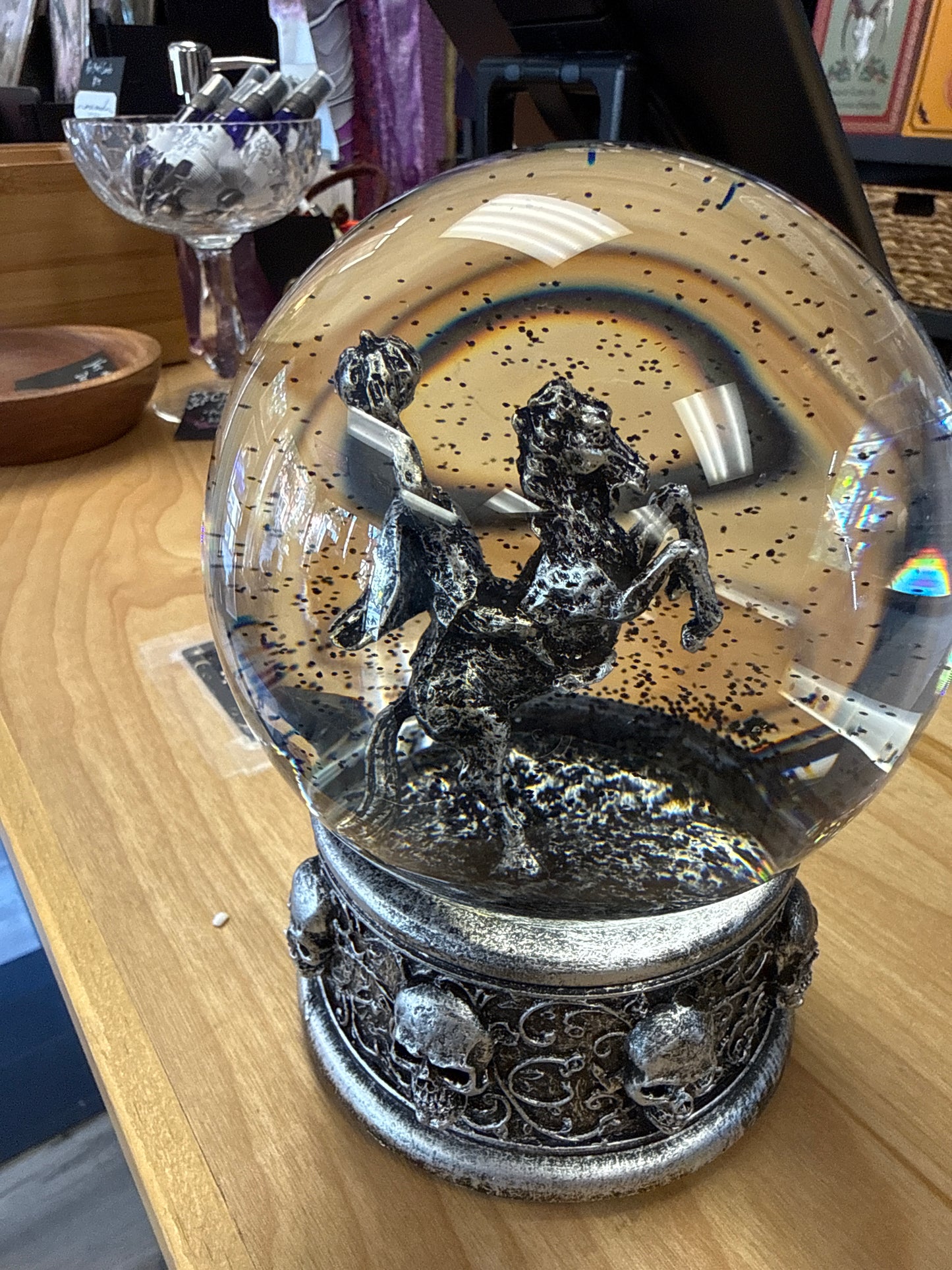 Headless Horseman Snow Globe with Music Box
