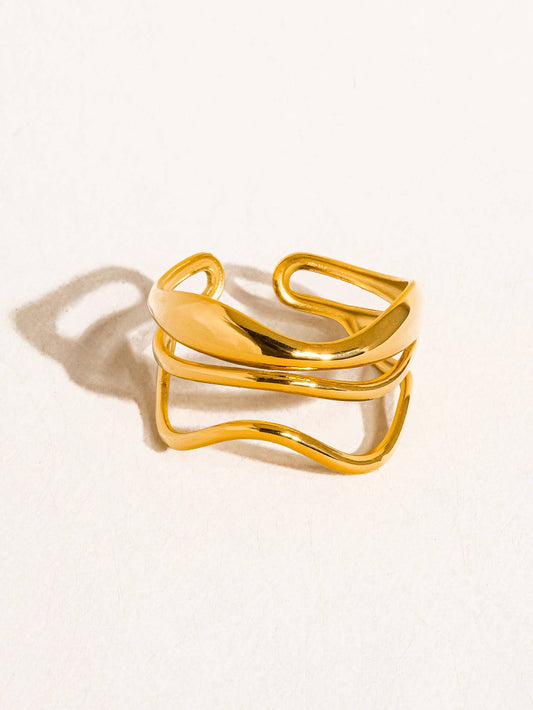 Ozzy 18K Gold Non-Tarnish Abstract Ring - Cozy Coven