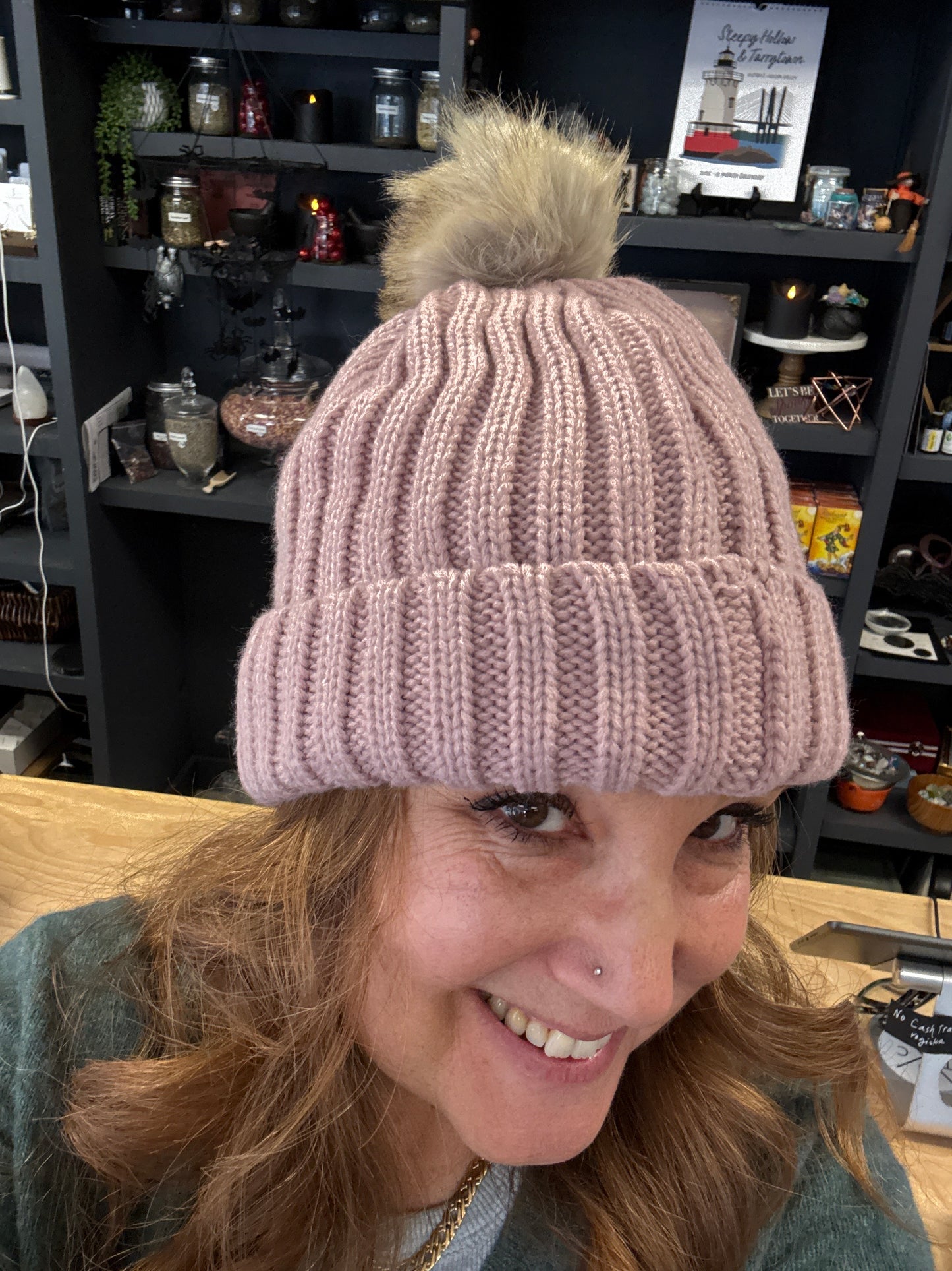 Lined Pompom Winter Beanies - Cozy Coven