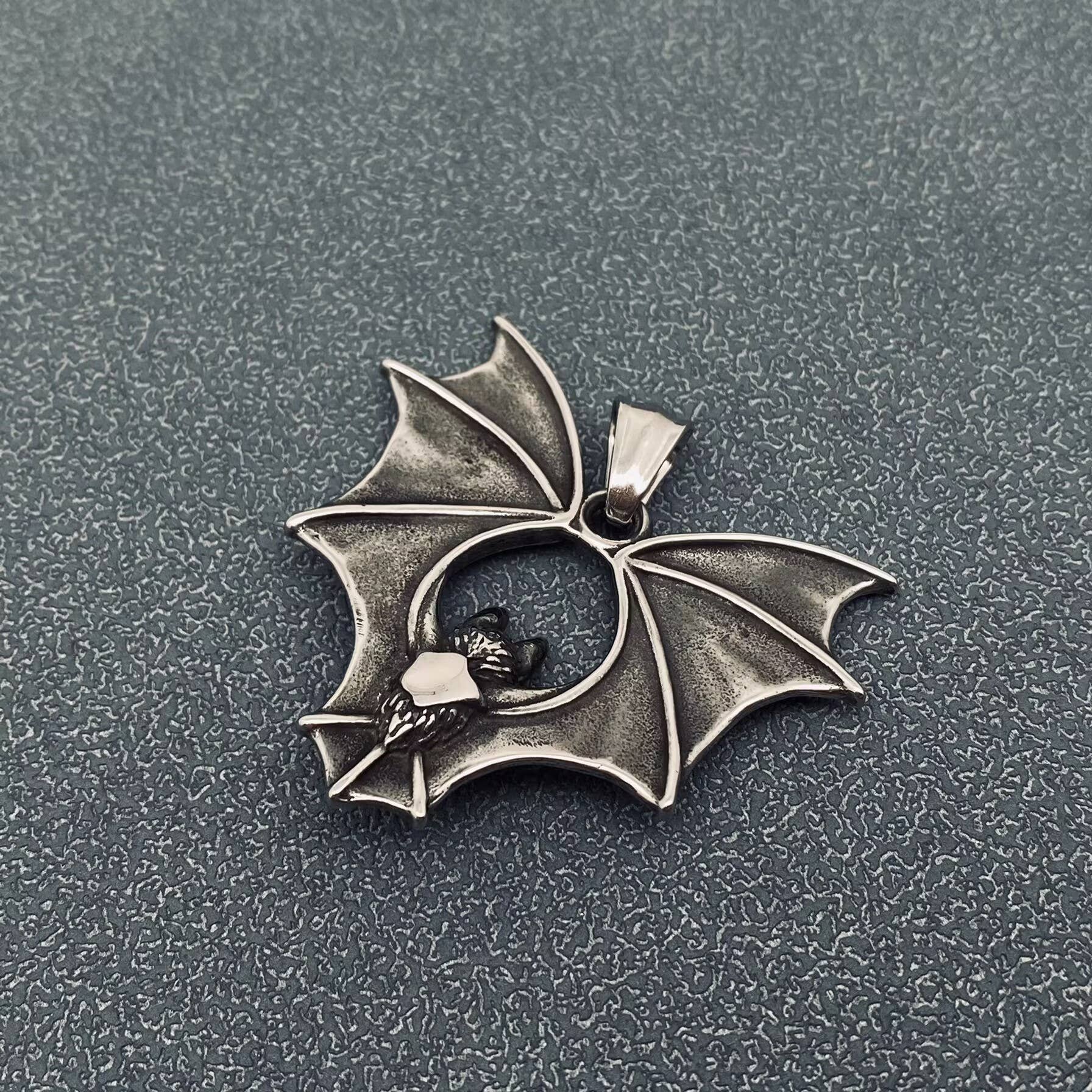 Gothic Stainless Steel Bat Pendant - MJ/MNP/GT - Cozy Coven